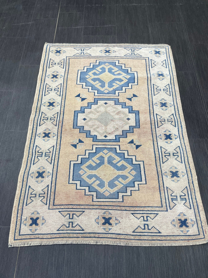 Blue Turkish Runner Rug 2' 11" x 4' 2" Hand-Knotted | No. WR65521