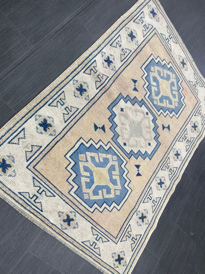 Blue Turkish Runner Rug 2' 11" x 4' 2" Hand-Knotted | No. WR65521