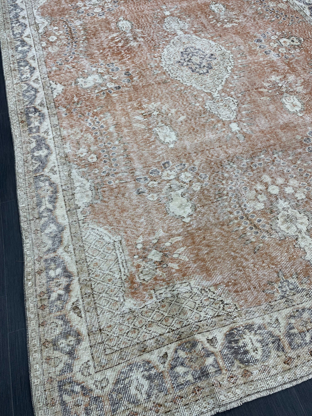 Tan Turkish Oushak Rug 6' 3" x 9' 9" Hand-Knotted detail