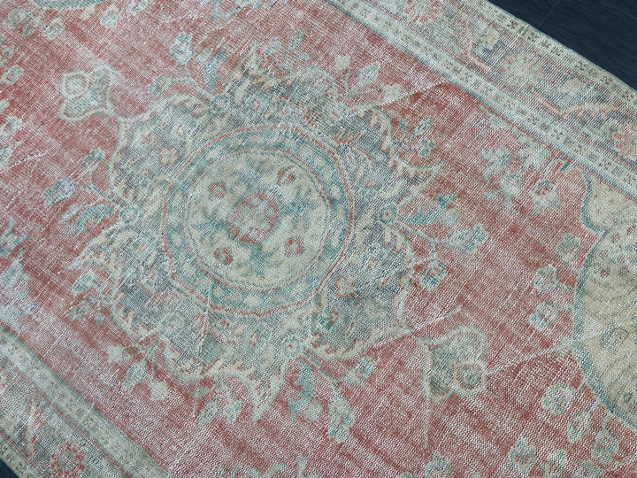 Pink Turkish Oushak Rug 6' 2" x 10' Hand-Knotted pattern