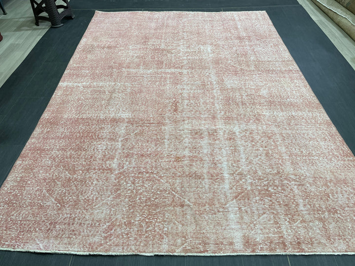 Pink Turkish Oushak Rug 6' 6" x 9' 3" Hand-Knotted