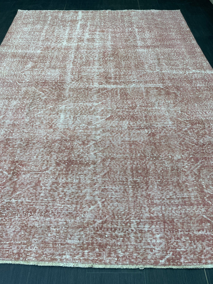 Pink Turkish Oushak Rug 6' 6" x 9' 3" Hand-Knotted field