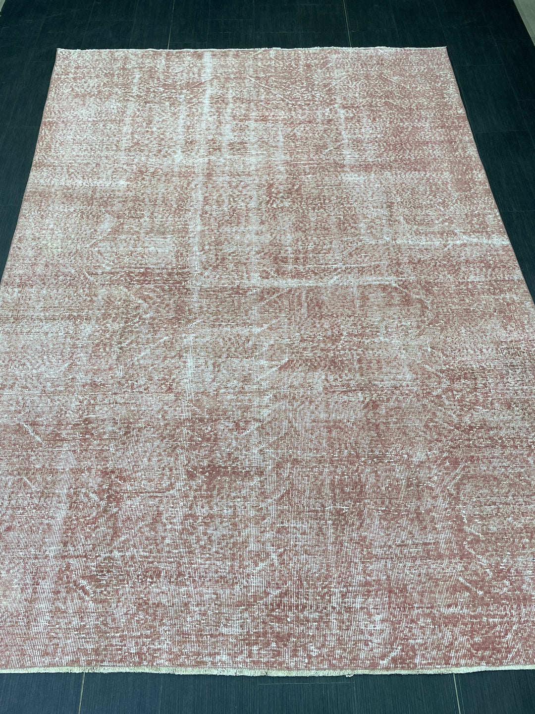 Pink Turkish Oushak Rug 6' 6" x 9' 3" Hand-Knotted reverse