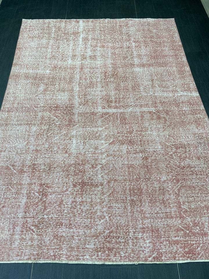 Pink Turkish Oushak Rug 6' 6" x 9' 3" Hand-Knotted reverse