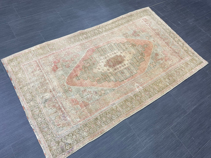 Beige Turkish Oushak Rug 3' 3" x 5' 7" Hand-Knotted