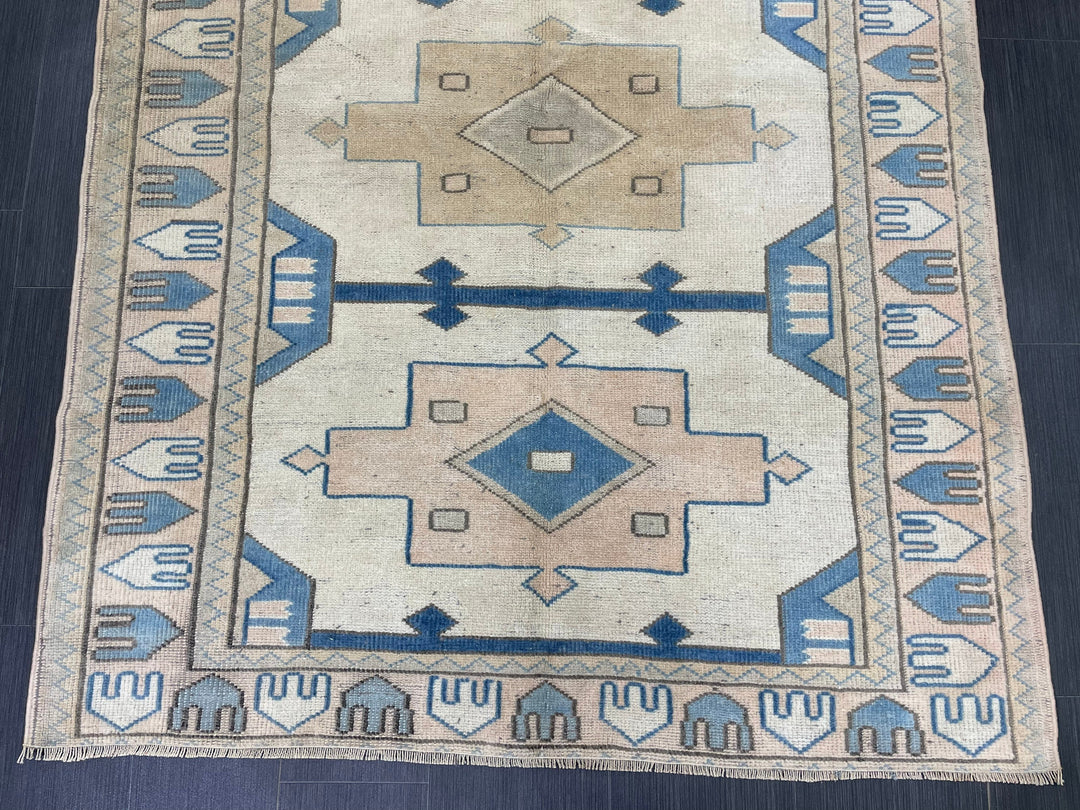 Blue Turkish Oushak Rug 4' 8" x 6' 3" Hand-Knotted | No. WR15623