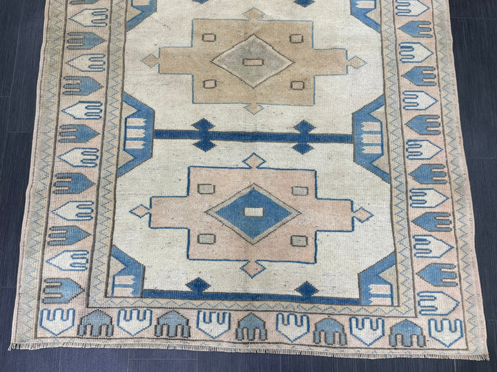 Blue Turkish Oushak Rug 4' 8" x 6' 3" Hand-Knotted | No. WR15623