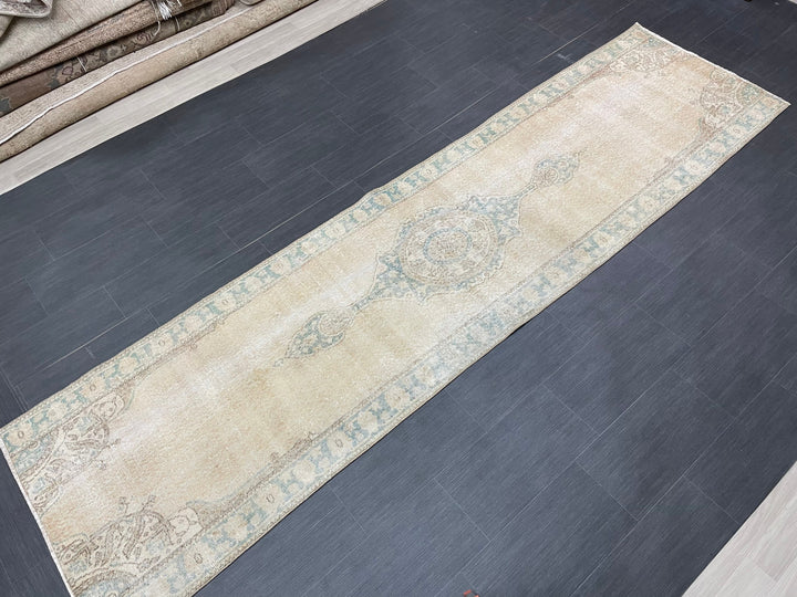 Beige Turkish Runner Rug 2' 11" x 11' 1" Hand-Knotted view