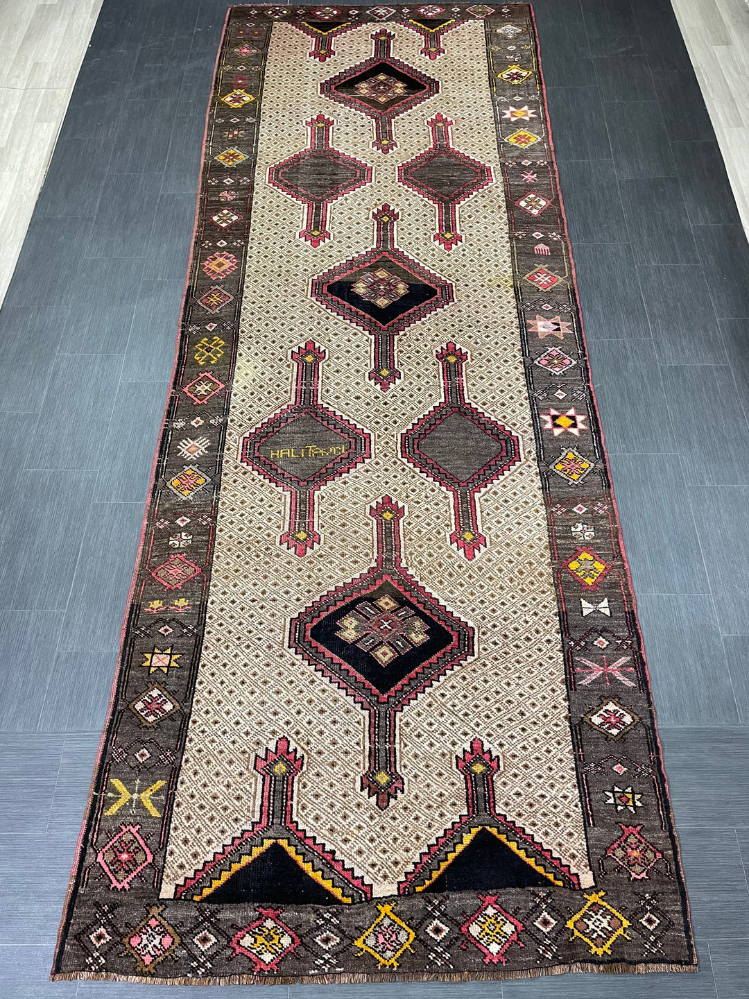 Beige Turkish Runner Rug 5' x 13' 8" Hand-Knotted view