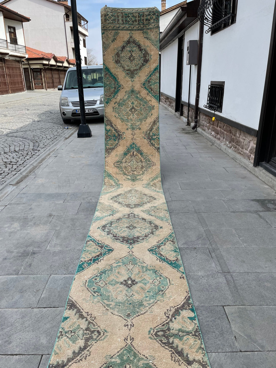 Beige Turkish Runner Rug 2' 6" x 20' 3" Hand-Knotted detail