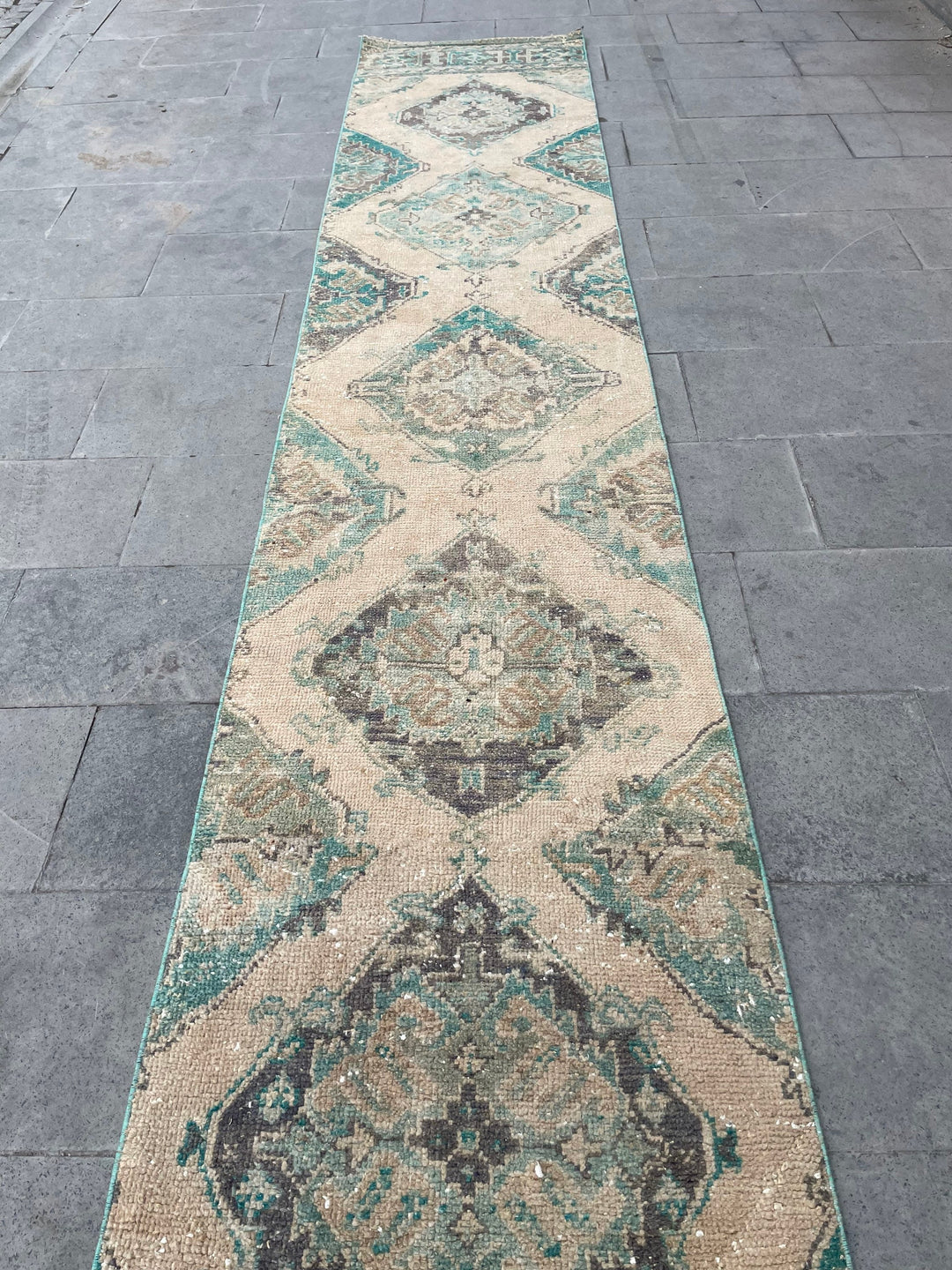 Beige Turkish Runner Rug 2' 6" x 20' 3" Hand-Knotted field
