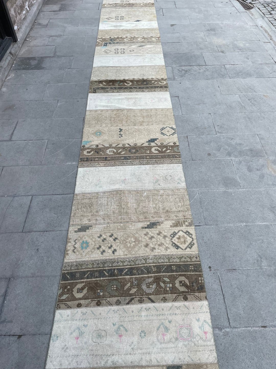 Beige Turkish Runner Rug 2' 8" x 19' 4" Hand-Knotted border