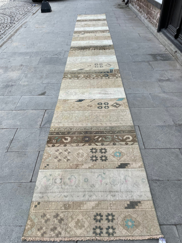 Beige Turkish Runner Rug 2' 8" x 19' 4" Hand-Knotted view 9