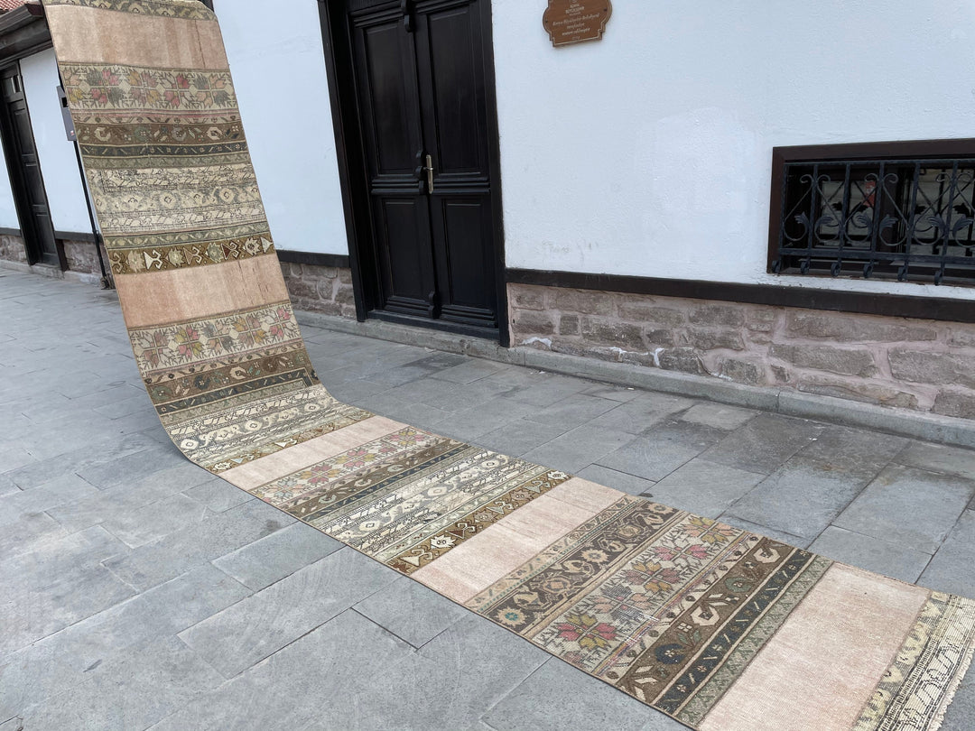 Beige Turkish Runner Rug 2' 9" x 17' 3" Hand-Knotted