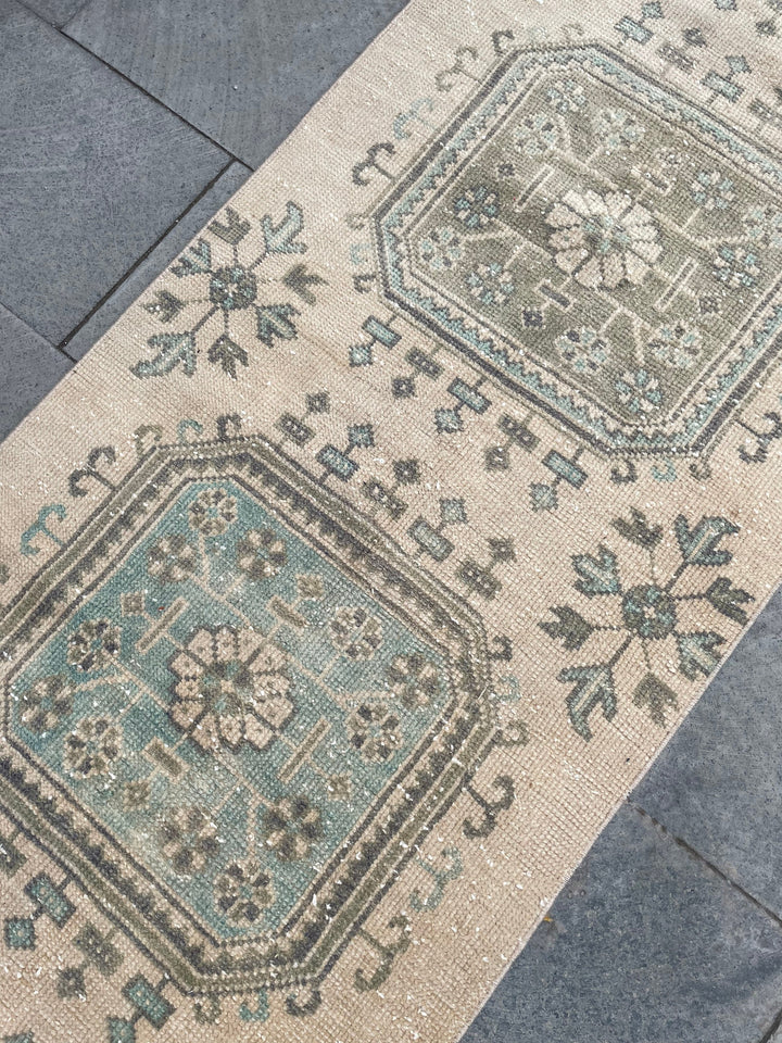 Beige Turkish Runner Rug 2' 5" x 20' 2" Hand-Knotted field