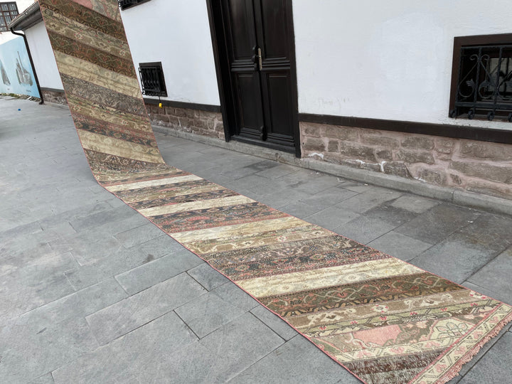 Beige Turkish Runner Rug 2' 9" x 20' 1" Hand-Knotted