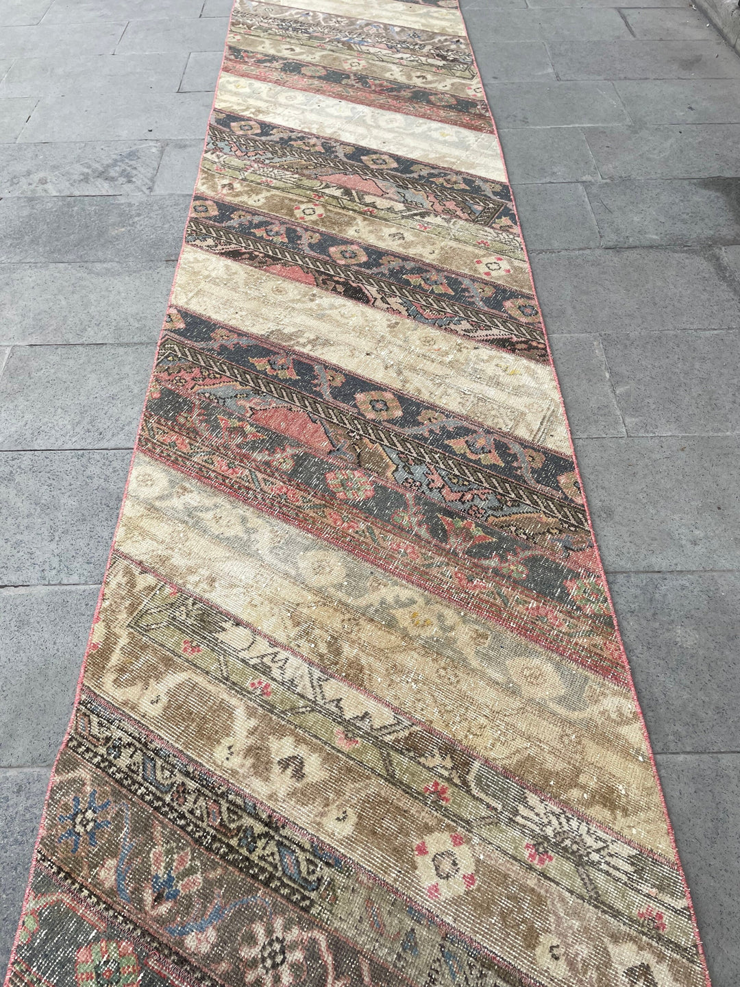 Beige Turkish Runner Rug 2' 9" x 20' 1" Hand-Knotted close-up