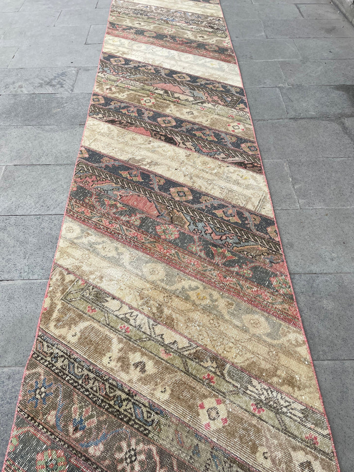 Beige Turkish Runner Rug 2' 9" x 20' 1" Hand-Knotted close-up