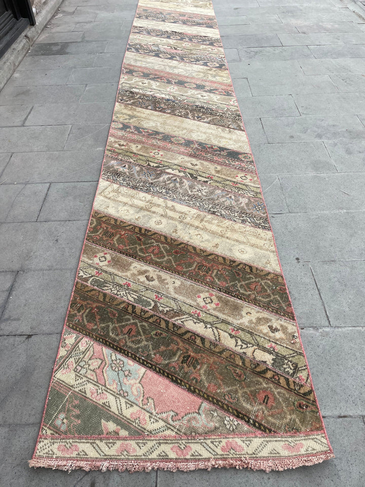 Beige Turkish Runner Rug 2' 9" x 20' 1" Hand-Knotted | No. WR97493