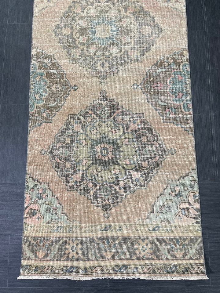 Pink Turkish Runner Rug 2' 11" x 13' 4" Hand-Knotted view 9