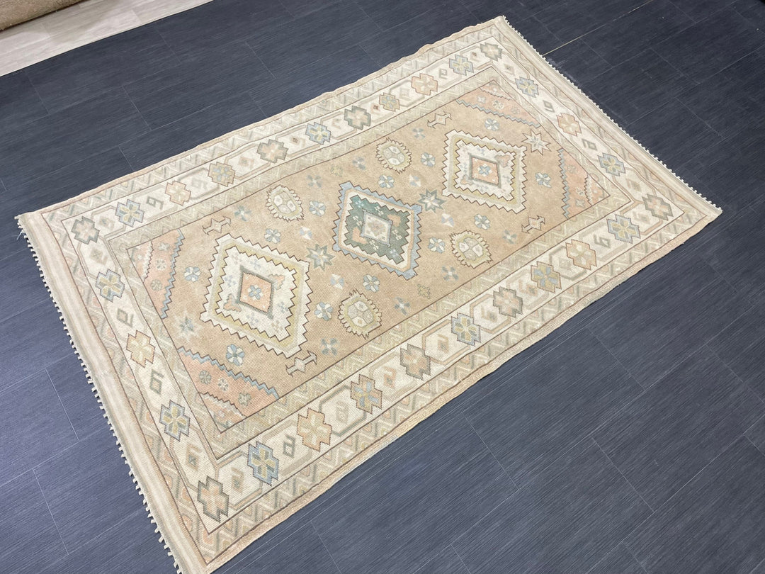 Beige Turkish Runner Rug 4' 1" x 6' 6" Hand-Knotted view 9