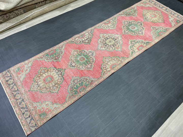 Beige Turkish Runner Rug 3' 8" x 12' 7" Hand-Knotted