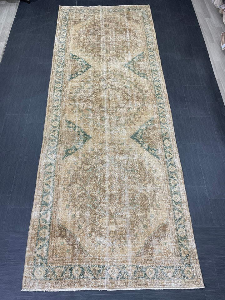 Beige Turkish Runner Rug 4' 10" x 13' 2" Hand-Knotted view 9