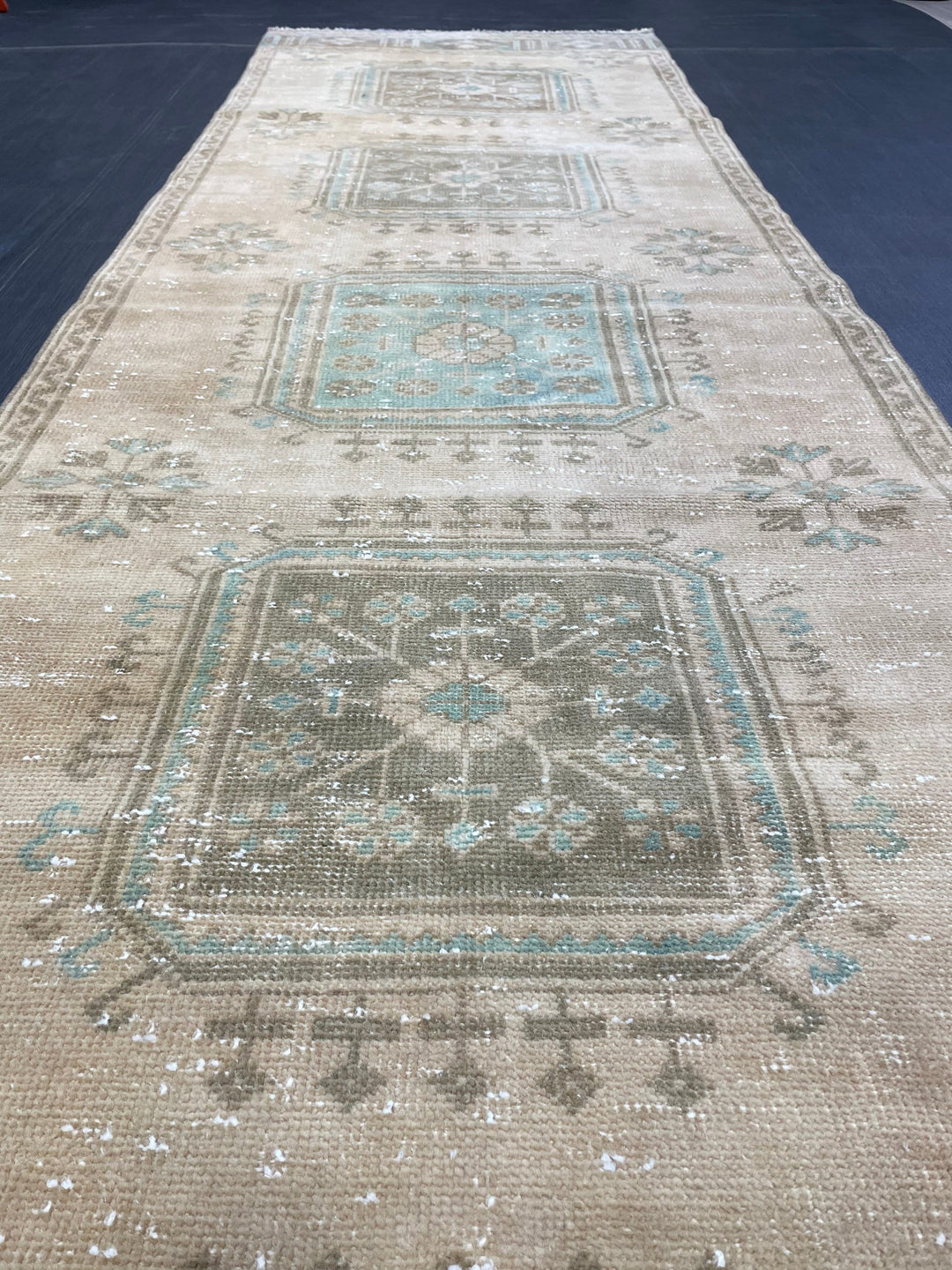 Beige Turkish Runner Rug 3' 2" x 11' 9" Hand-Knotted view 9