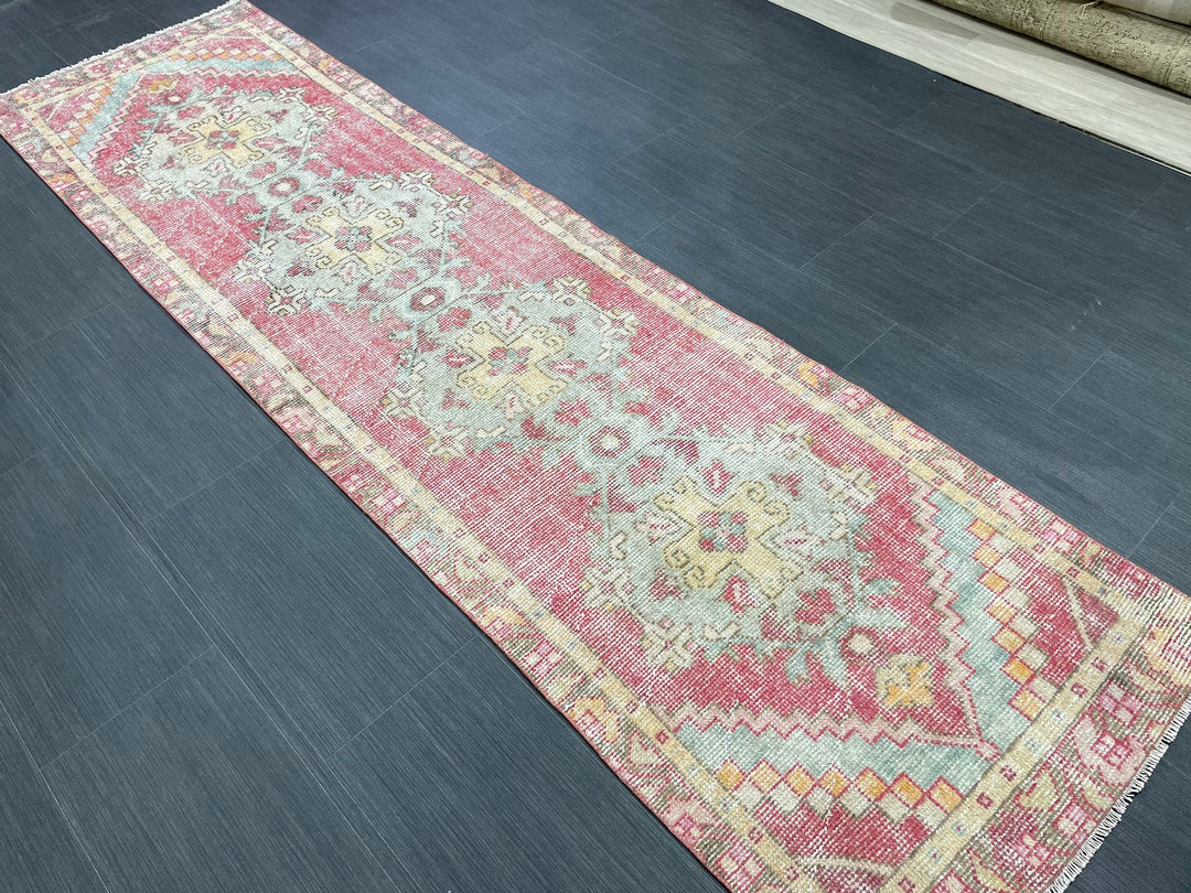 Beige Turkish Runner Rug 2' 4" x 8' 6" Hand-Knotted