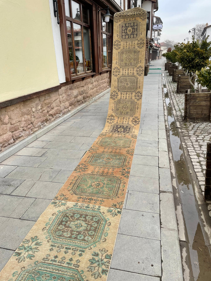 Beige Turkish Runner Rug 2' 4" x 25' 10" Hand-Knotted | No. WR44764