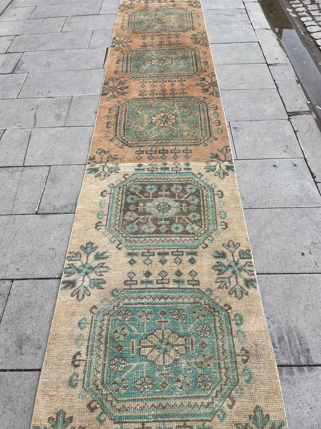 Beige Turkish Runner Rug 2' 4" x 25' 10" Hand-Knotted | No. WR44764