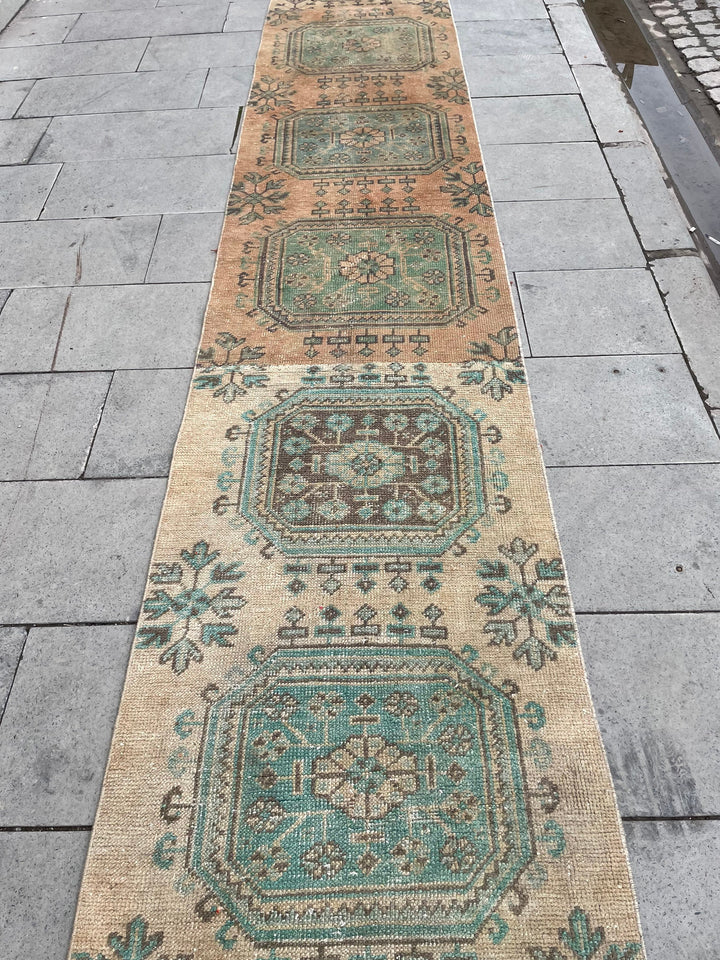 Beige Turkish Runner Rug 2' 4" x 25' 10" Hand-Knotted | No. WR44764