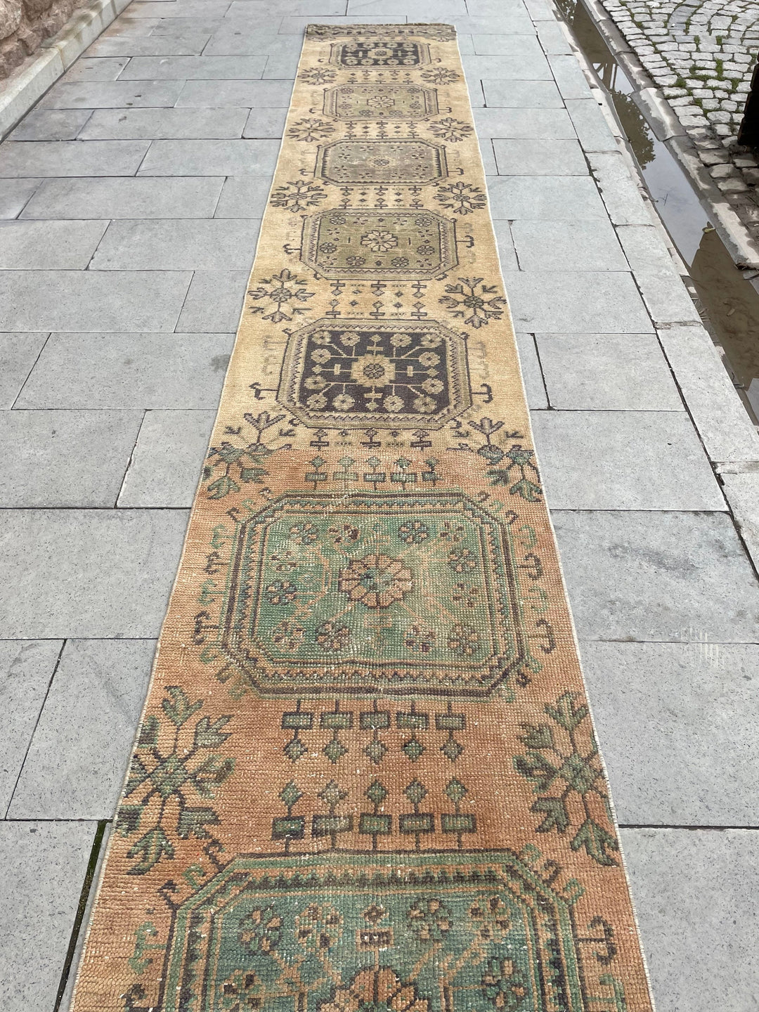 Beige Turkish Runner Rug 2' 4" x 25' 10" Hand-Knotted | No. WR44764