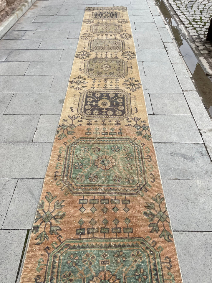 Beige Turkish Runner Rug 2' 4" x 25' 10" Hand-Knotted | No. WR44764