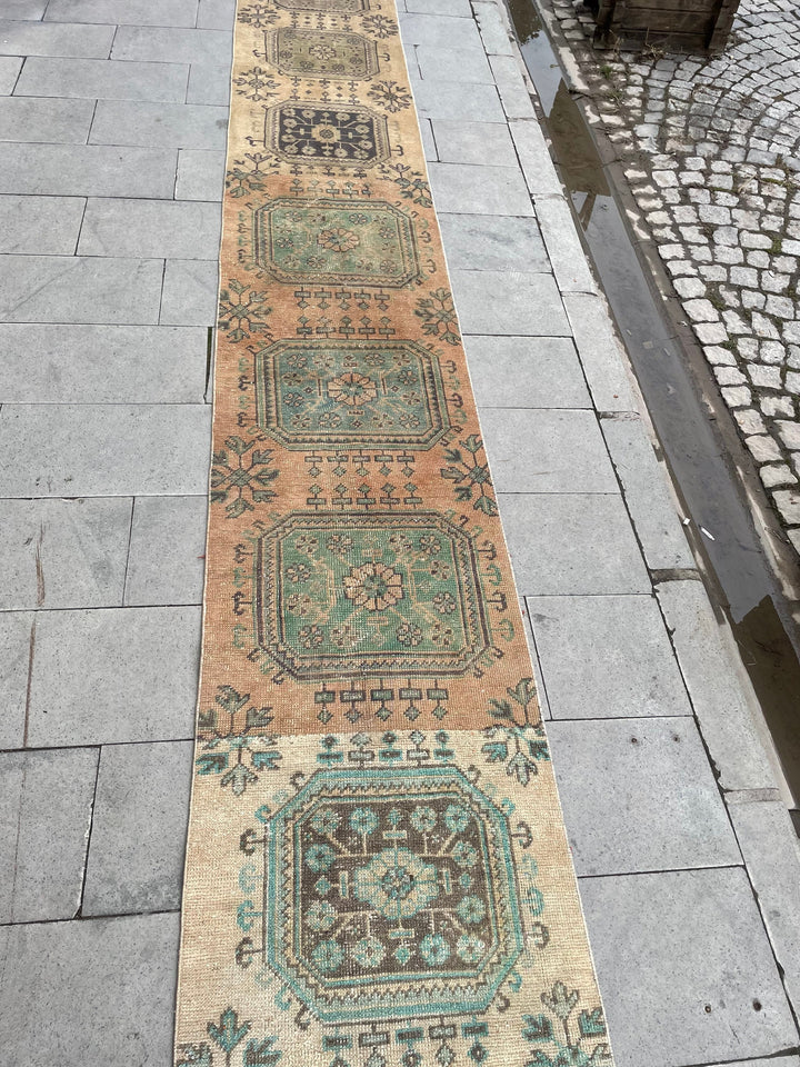 Beige Turkish Runner Rug 2' 4" x 25' 10" Hand-Knotted | No. WR44764