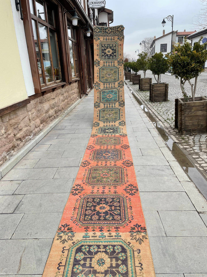 Beige Turkish Runner Rug 2' 4" x 27' 6" Hand-Knotted | No. WR33275