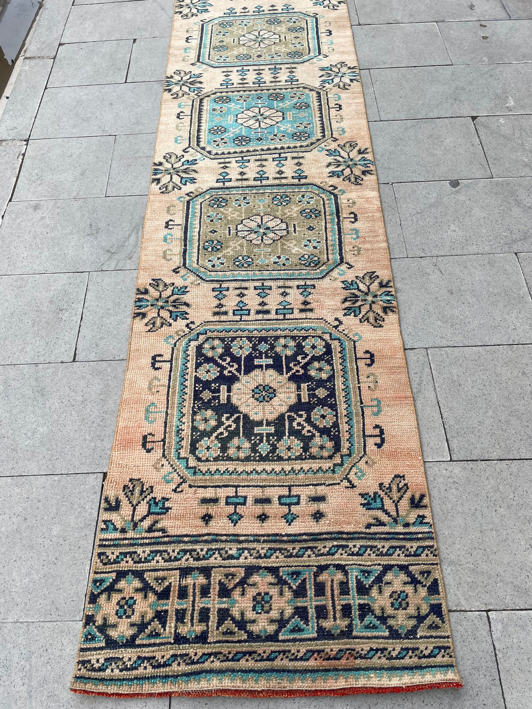 Beige Turkish Runner Rug 2' 4" x 27' 6" Hand-Knotted | No. WR33275