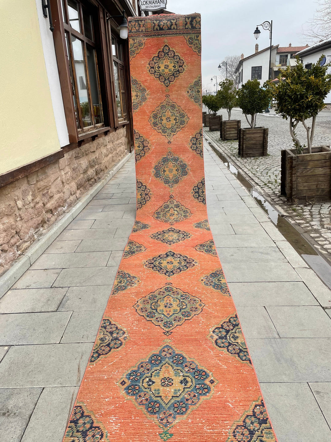 Beige Turkish Runner Rug 2' 8" x 20' 10" Hand-Knotted close-up