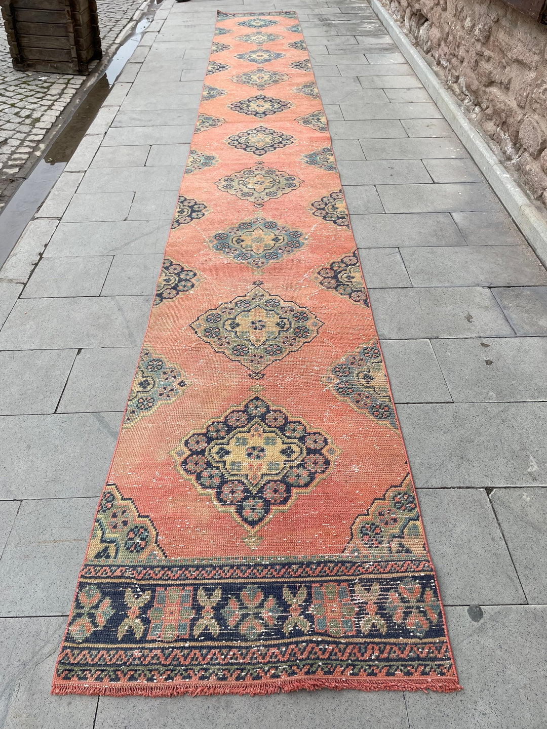 Beige Turkish Runner Rug 2' 8" x 20' 10" Hand-Knotted pattern
