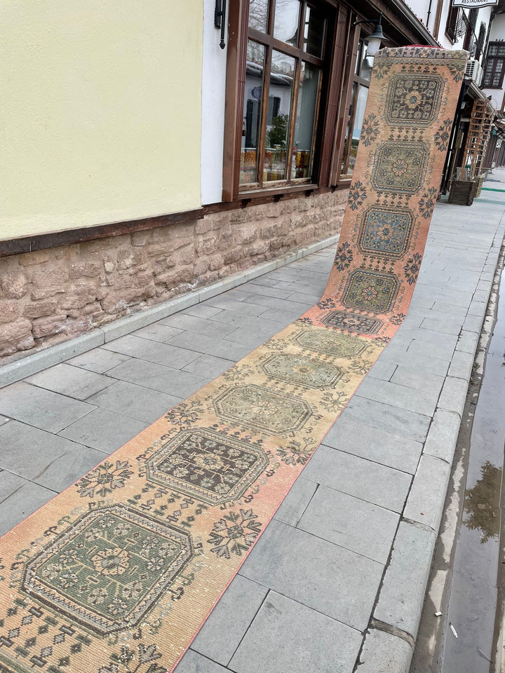 Beige Turkish Runner Rug 2' 6" x 26' 9" Hand-Knotted detail