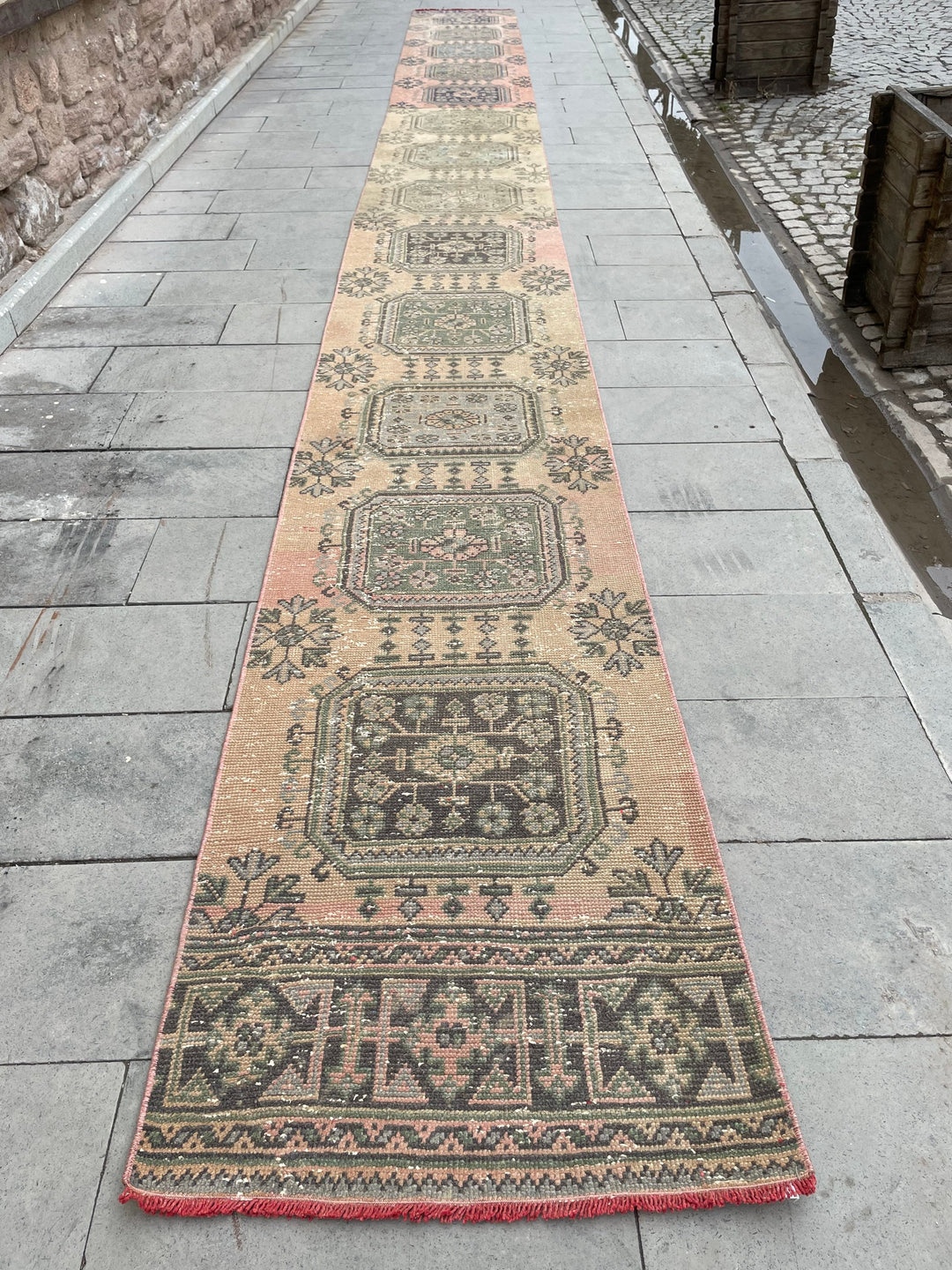 Beige Turkish Runner Rug 2' 6" x 26' 9" Hand-Knotted field