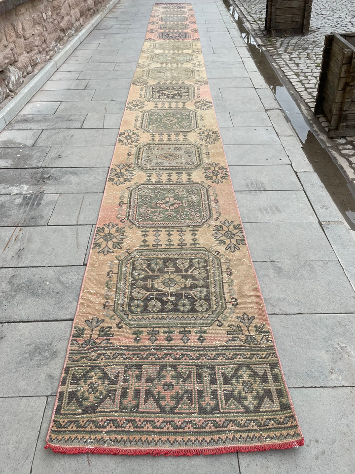 Beige Turkish Runner Rug 2' 6" x 26' 9" Hand-Knotted field