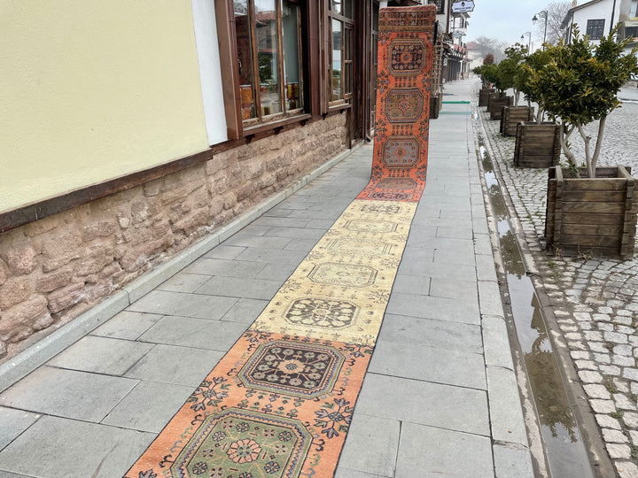 Beige Turkish Runner Rug 2' 4" x 31' 2" Hand-Knotted | No. WR79648