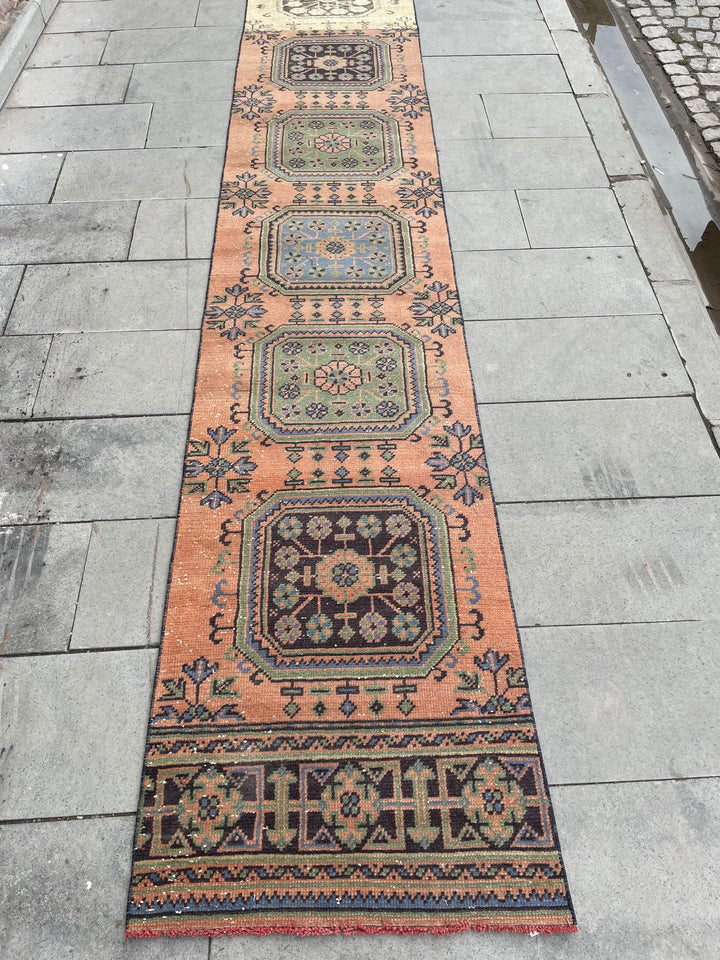 Beige Turkish Runner Rug 2' 4" x 31' 2" Hand-Knotted | No. WR79648