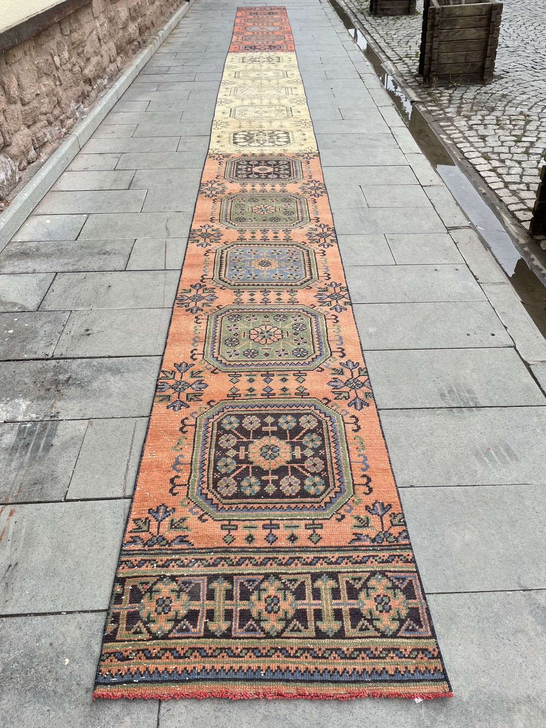Beige Turkish Runner Rug 2' 4" x 31' 2" Hand-Knotted | No. WR79648
