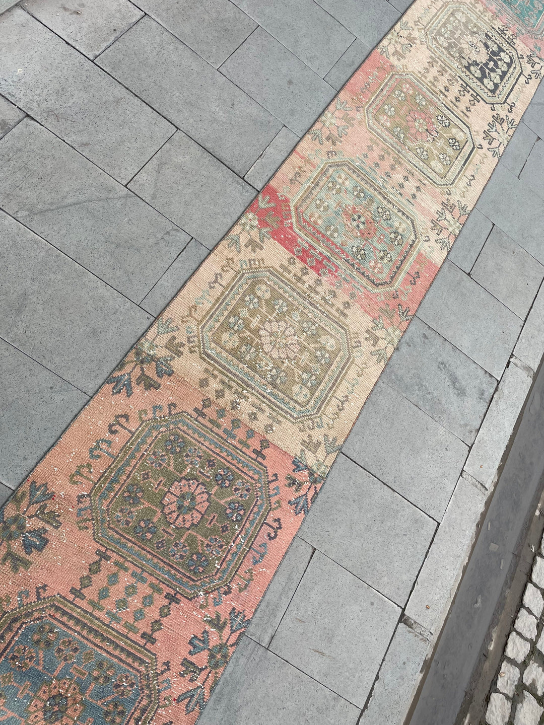 Beige Turkish Distressed Runner Rug 2' 4" x 24' 4" Hand-Knotted | No. WR71221