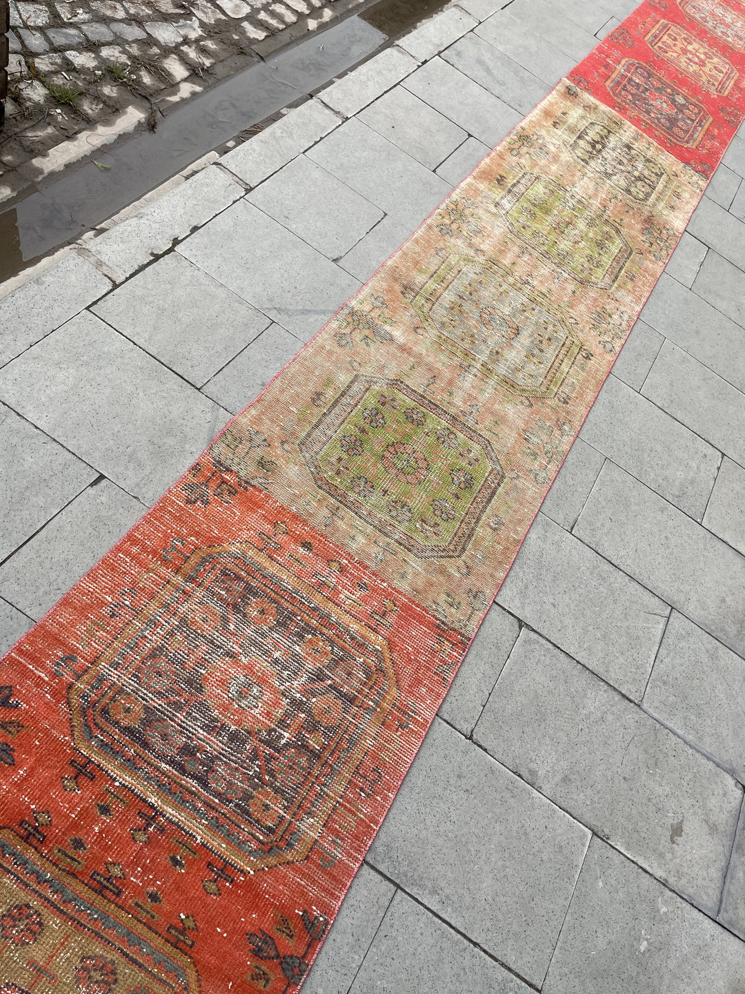 Beige Turkish Runner Rug 2' 3" x 28' 5" Hand-Knotted pattern
