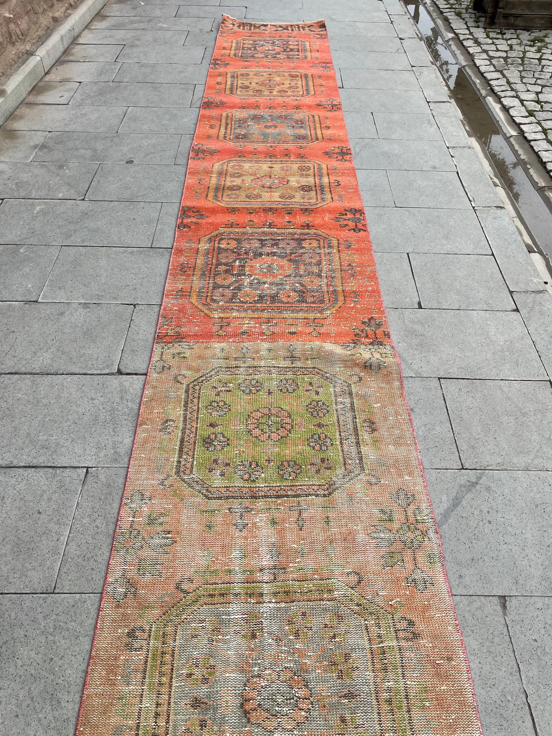 Beige Turkish Runner Rug 2' 3" x 28' 5" Hand-Knotted texture
