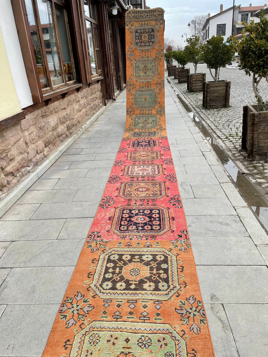 Beige Turkish Runner Rug 2' 7" x 30' 7" Hand-Knotted detail