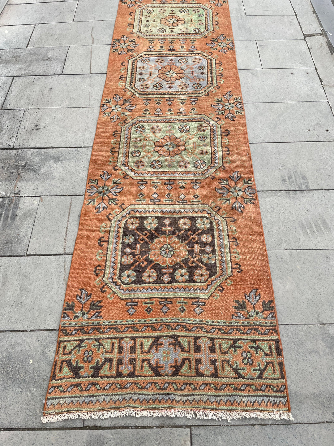 Beige Turkish Runner Rug 2' 7" x 30' 7" Hand-Knotted reverse